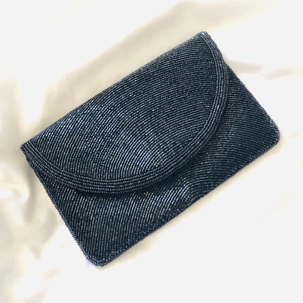 Mini Black Beaded Clutch